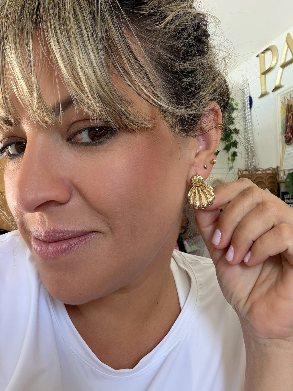 Gold Dipped Sterling Silver Double Seashells