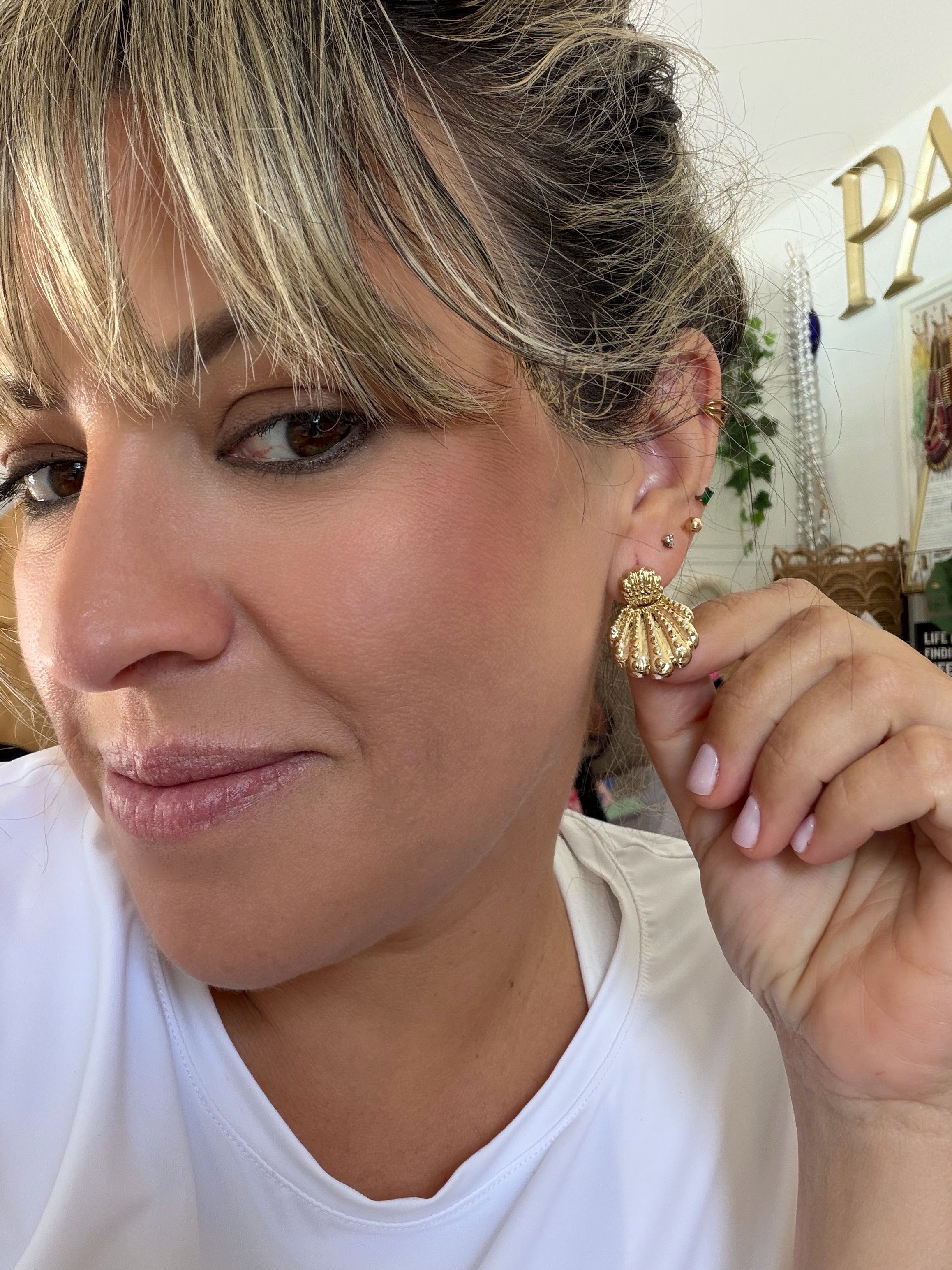 Gold Dipped Sterling Silver Double Seashells