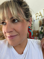Beaded Seahorse Statement Earrings