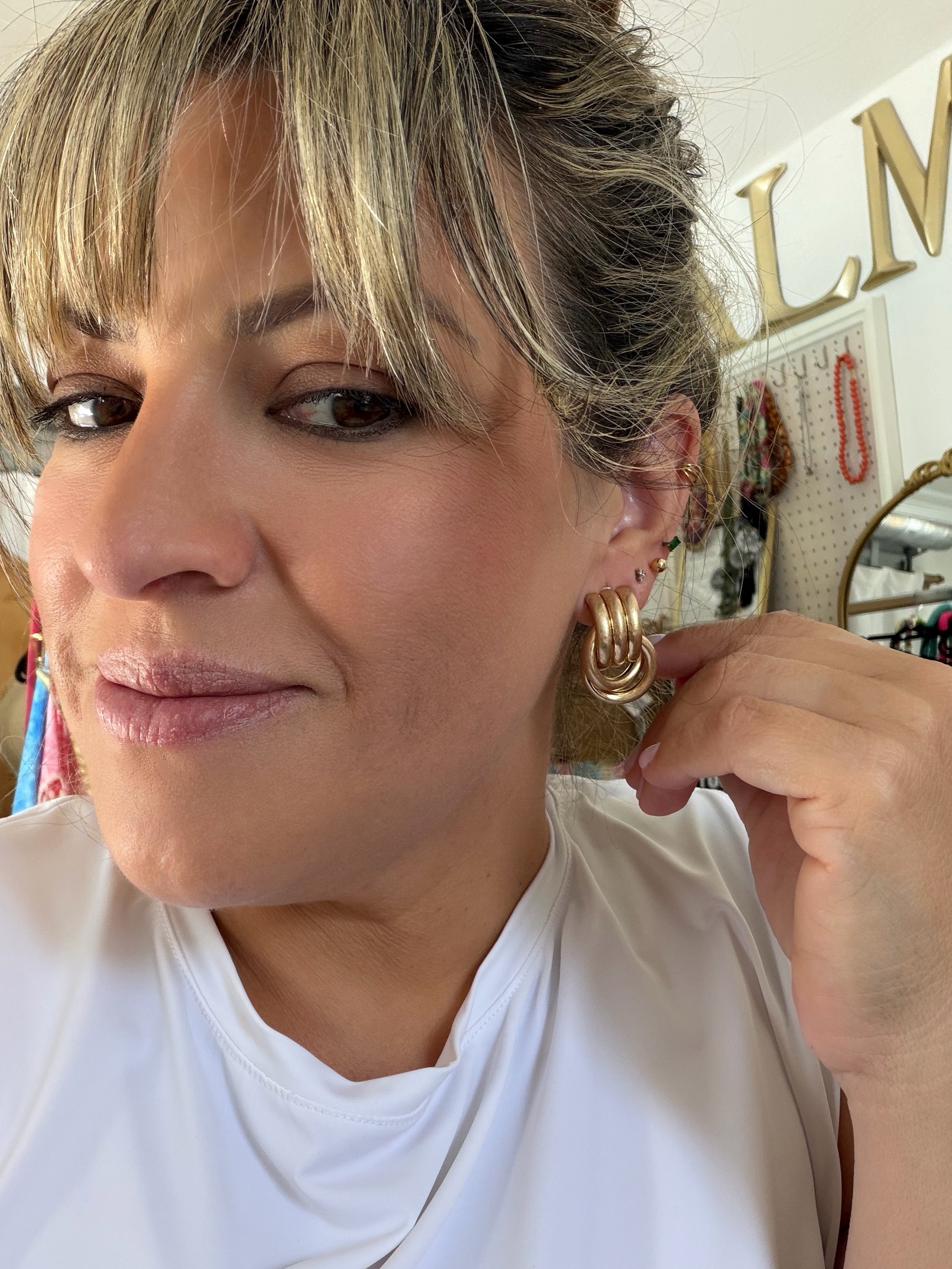 Matte Gold Metal Statement Earrings
