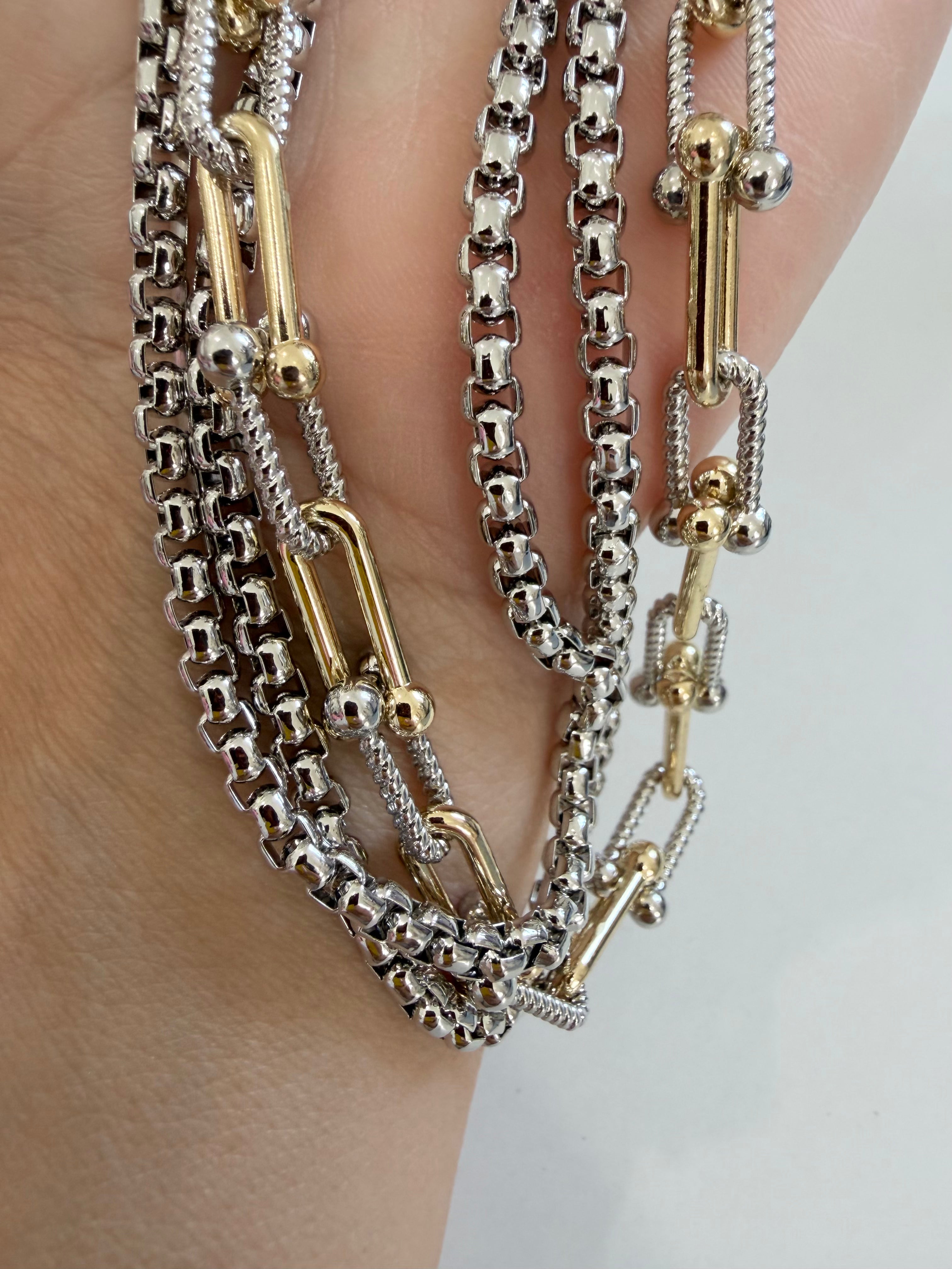 Mixed Metal Necklace Triple Statement Necklace