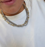 Mixed Metal Necklace Triple Statement Necklace
