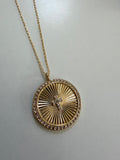 Gold Dipped Flutted Round Cross Necklace
