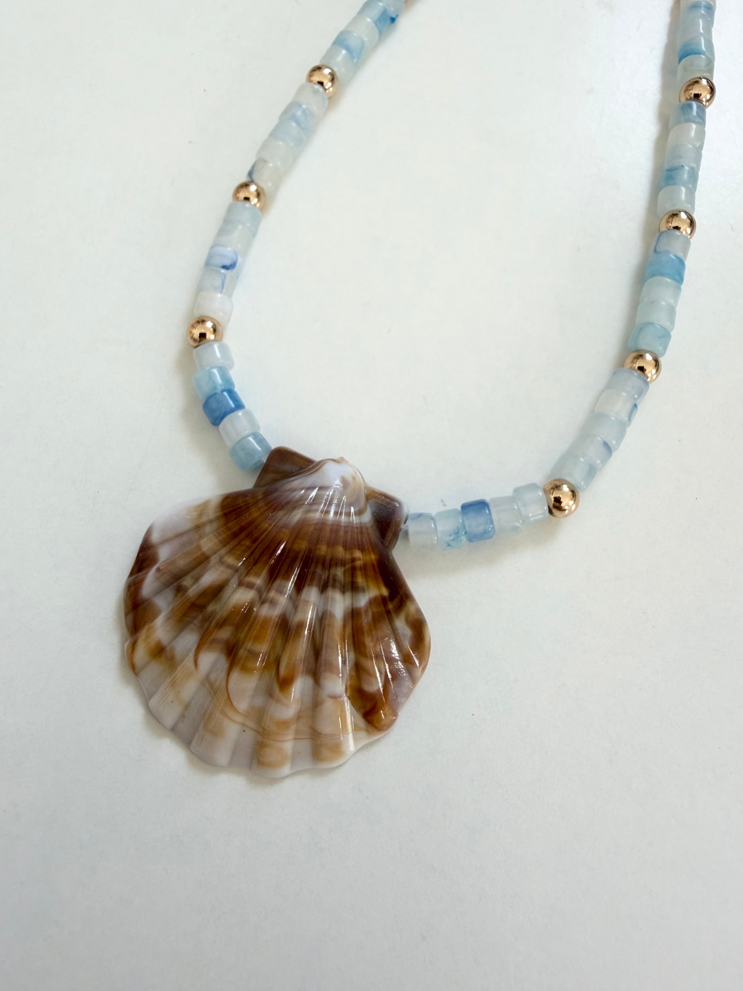 Simple Seashell Blue Necklace