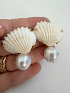 Shell and Faux Pearl Earrings