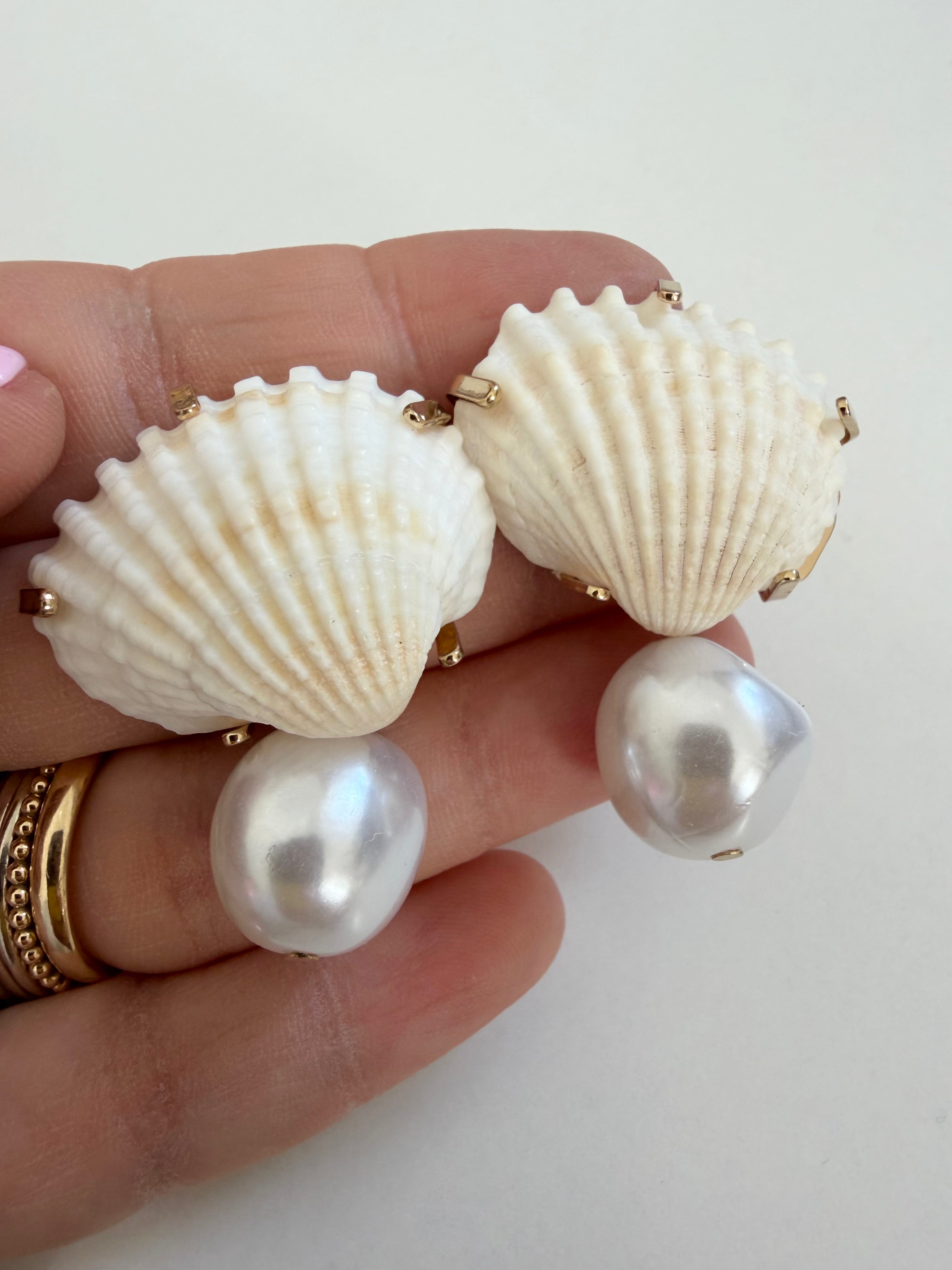 Shell and Faux Pearl Earrings