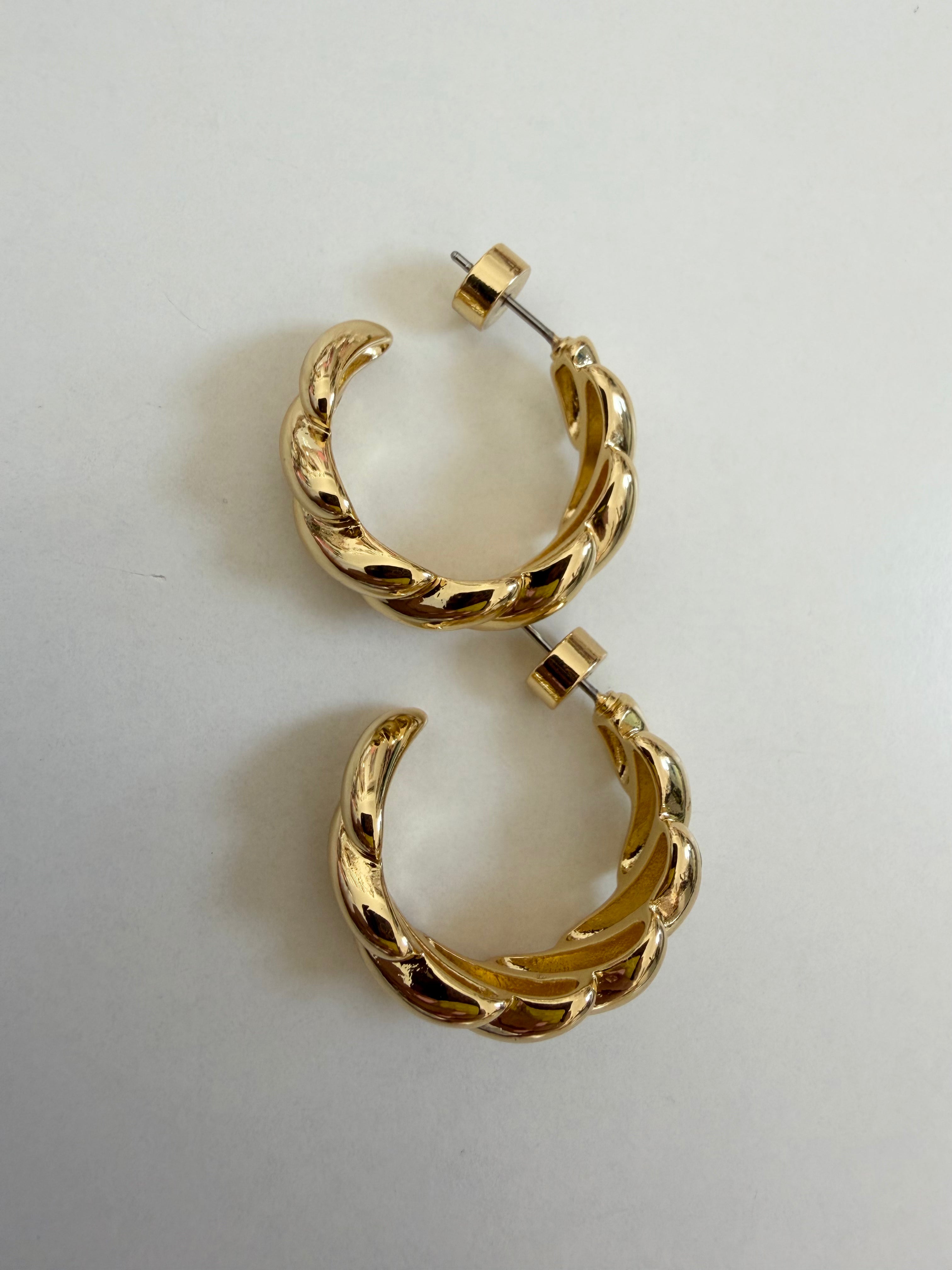 Gold Dipped Croissant Hoops