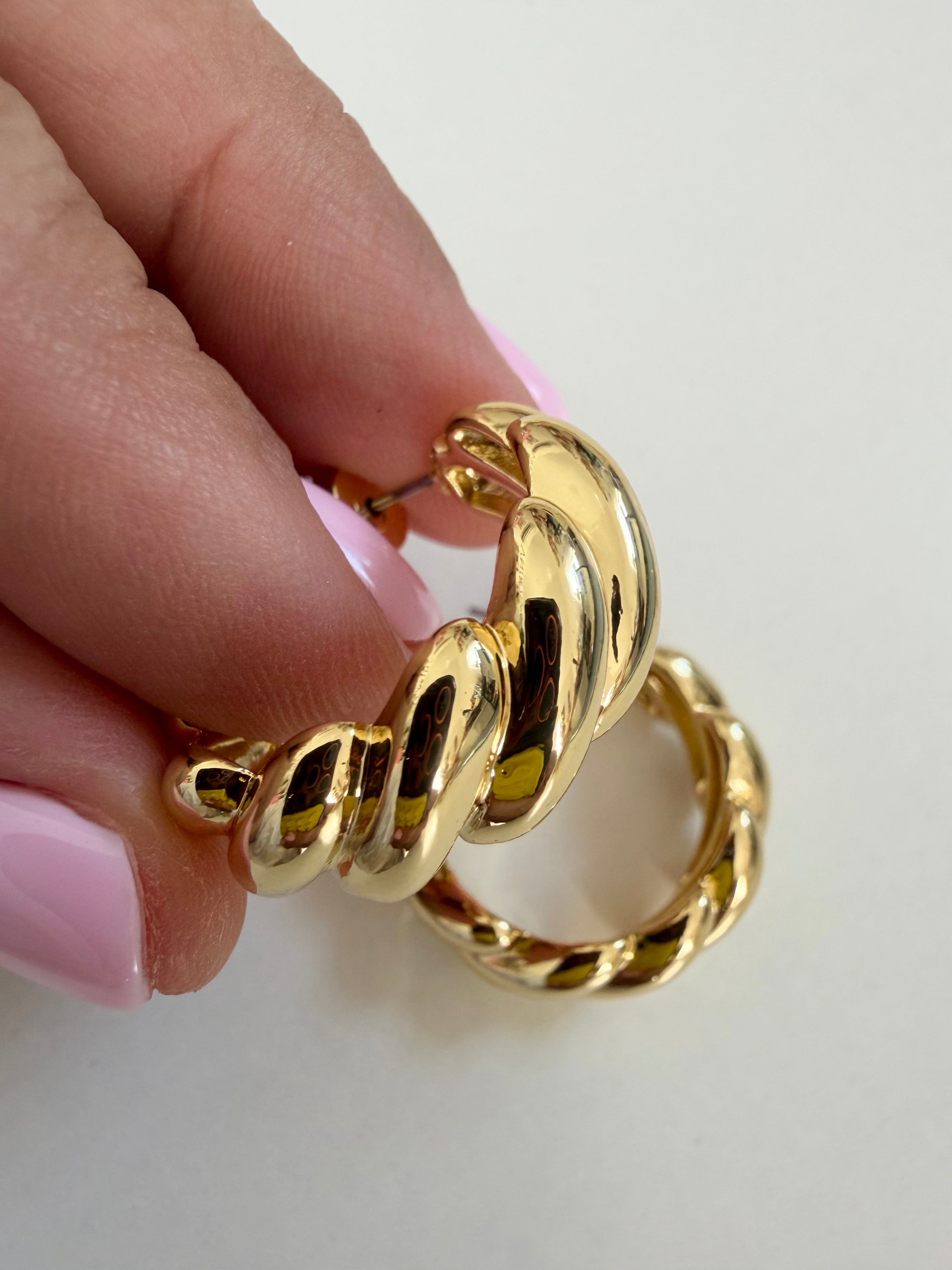 Gold Dipped Croissant Hoops