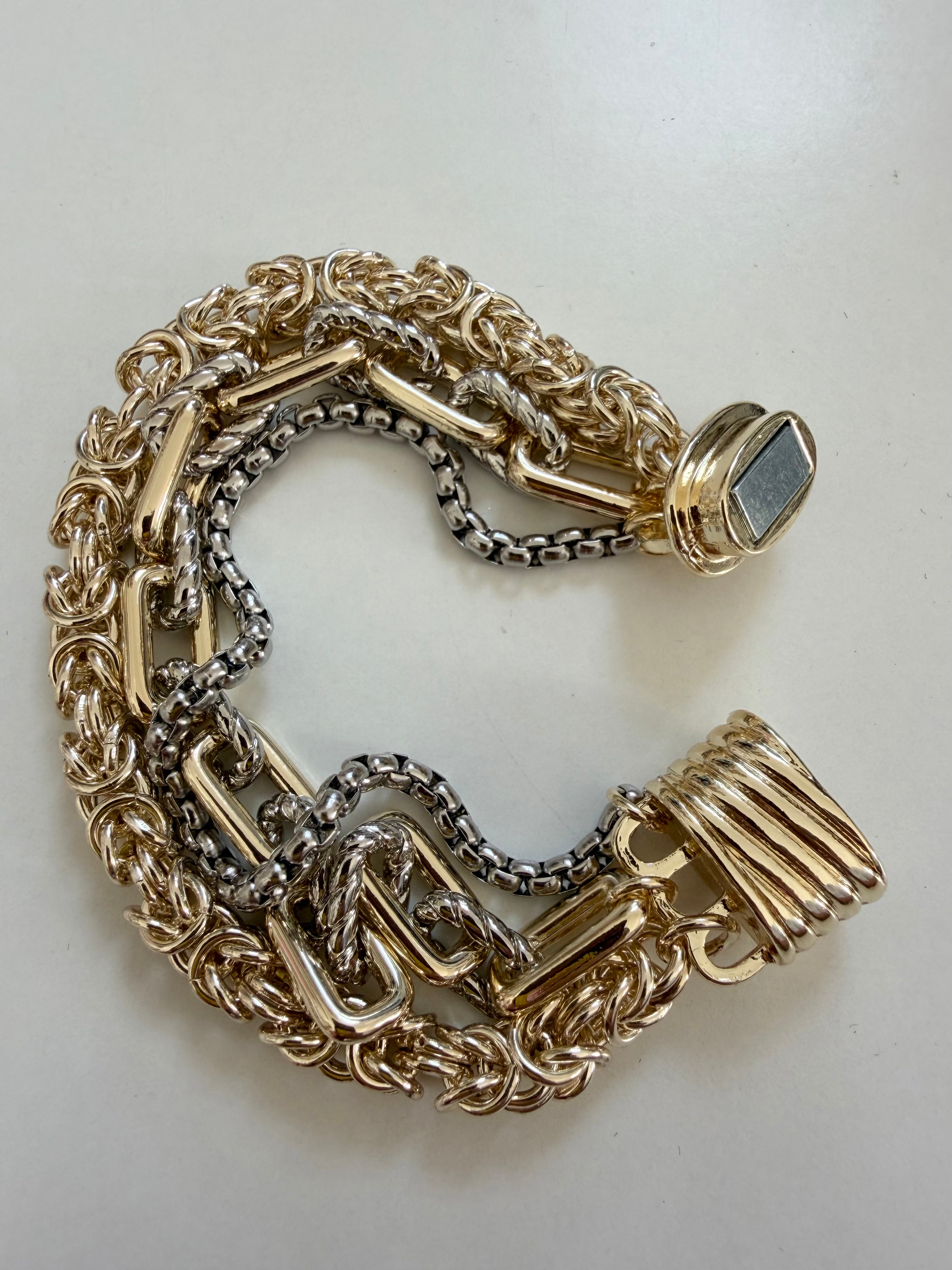 Mixed Metal MultiStrand Magnetic Bracelet