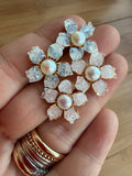 Freshwater Pearl and Crystal Flower Studs 0309