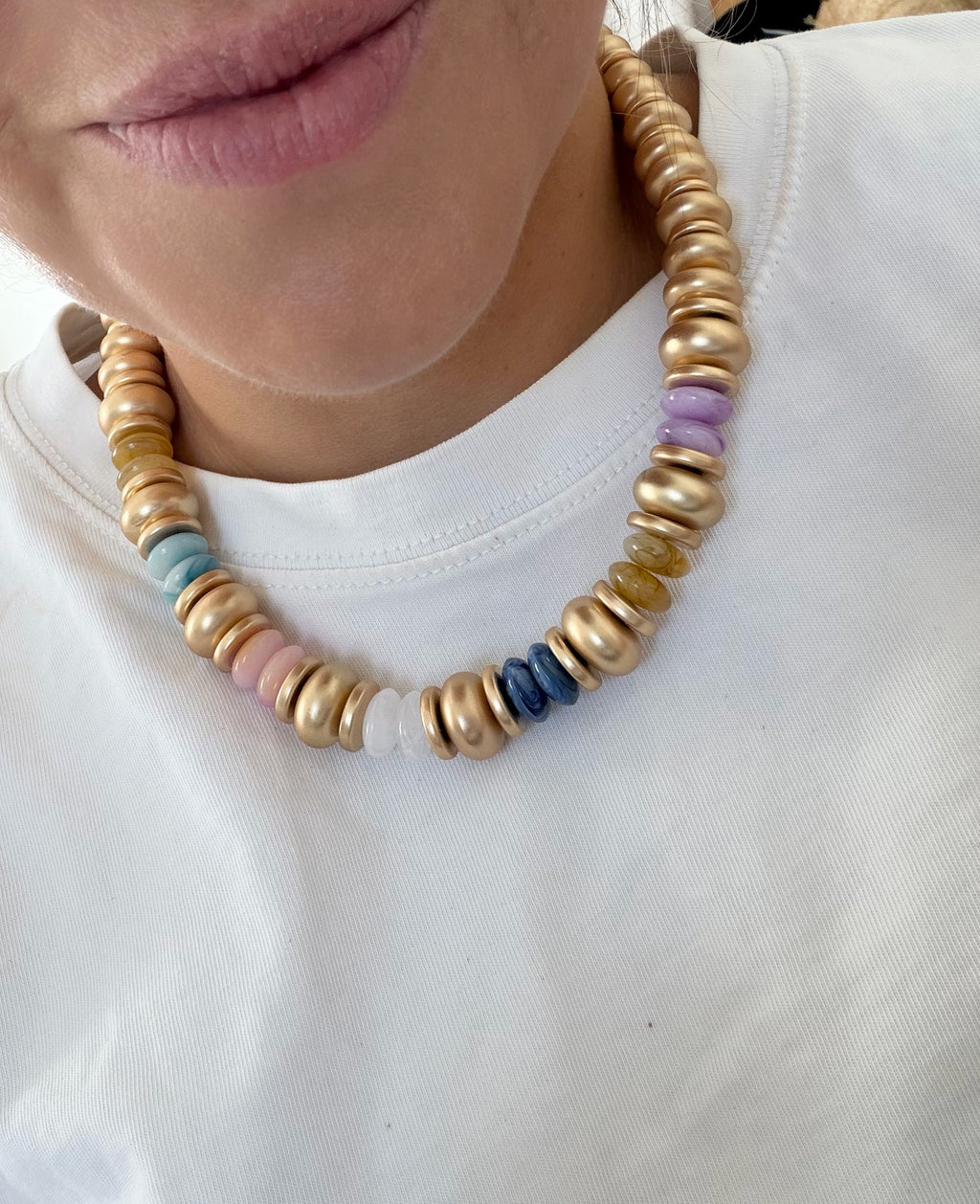 Gold and Pastel Statement Necklace