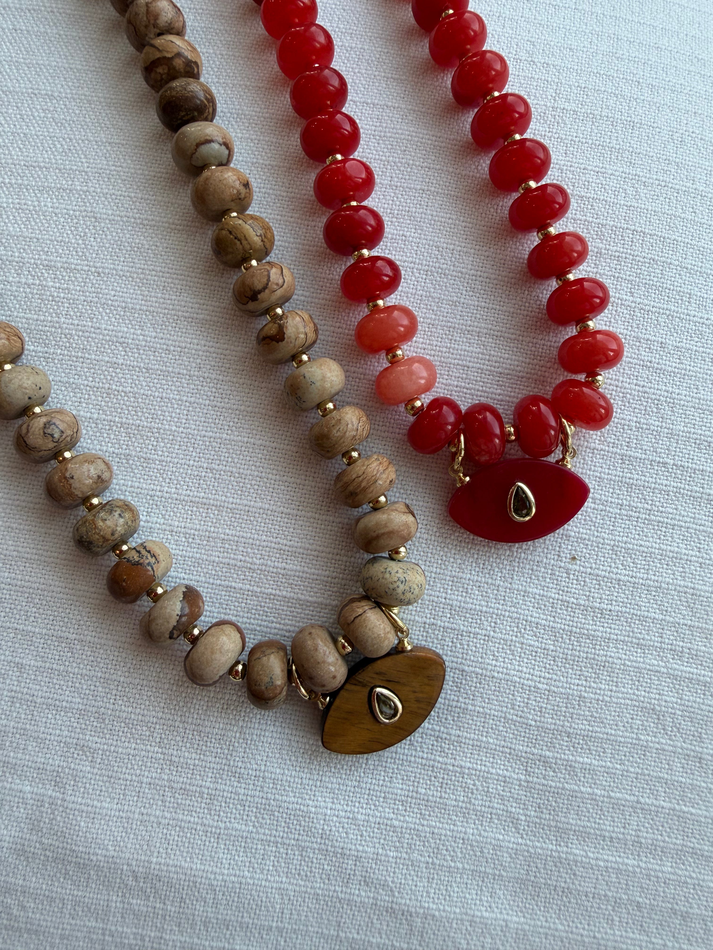 Beaded Evil Eye Charm Necklace 0309