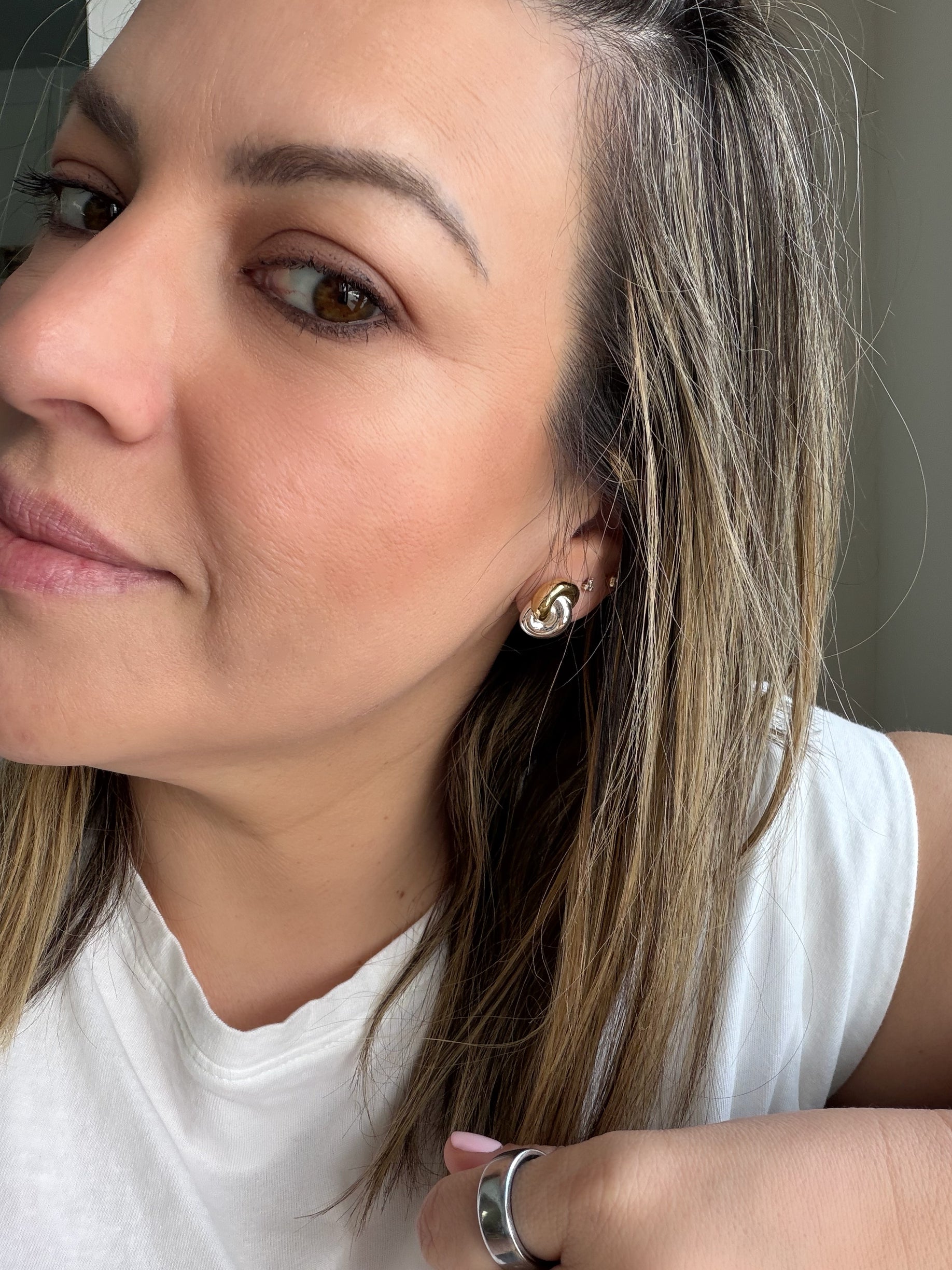 2 Tone Mixed Metal Studs 0309