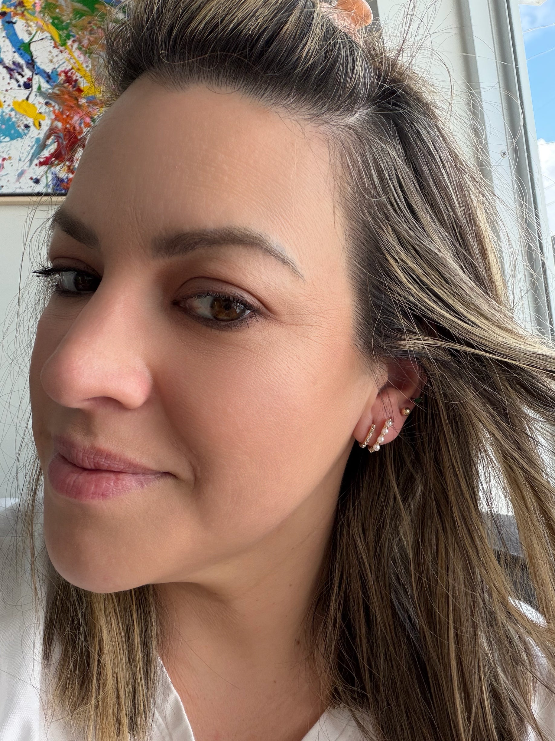 Double Hoop - CZ and Pearl 0309