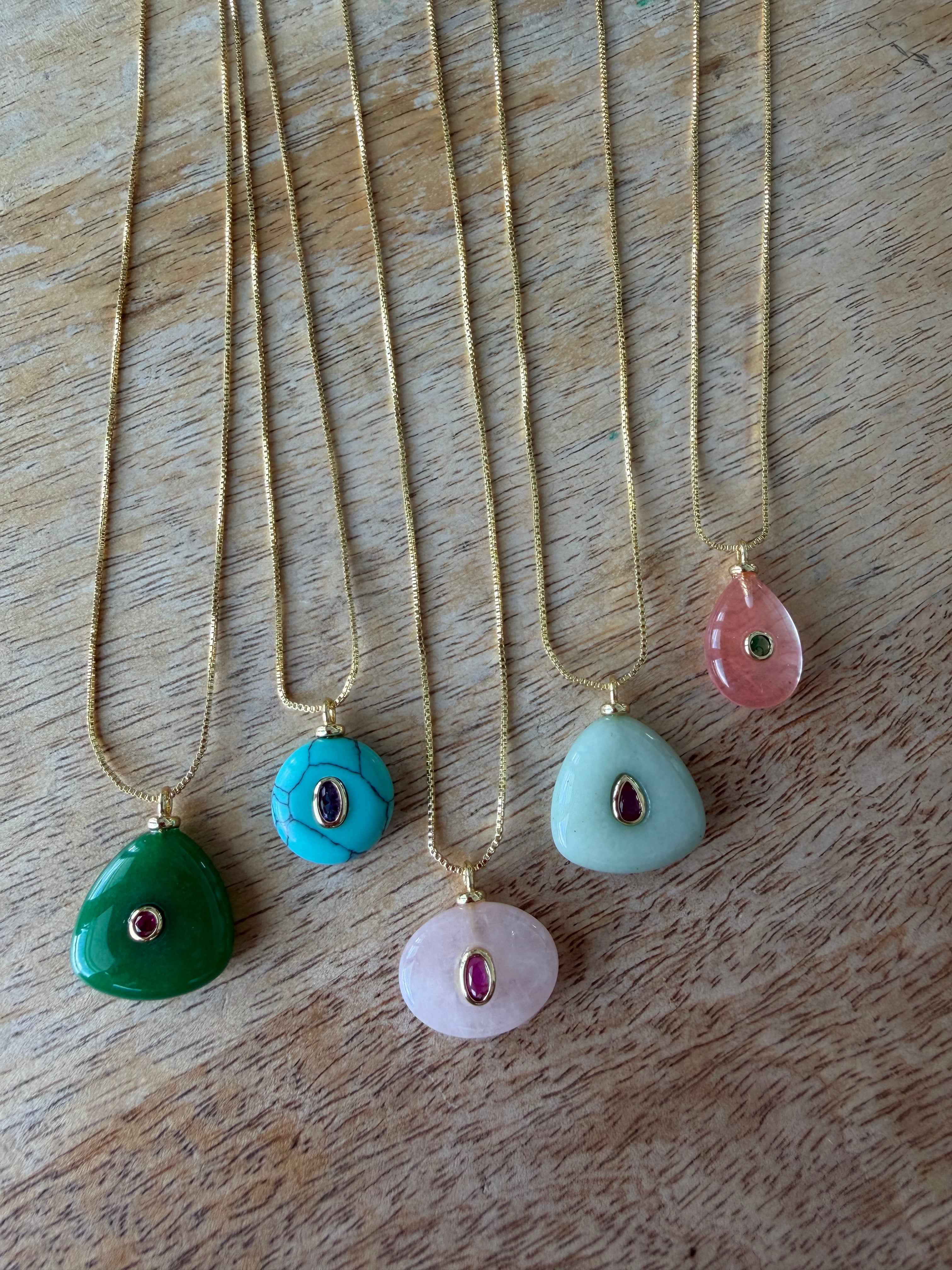 Natural Stone with Crystal Necklace 0309