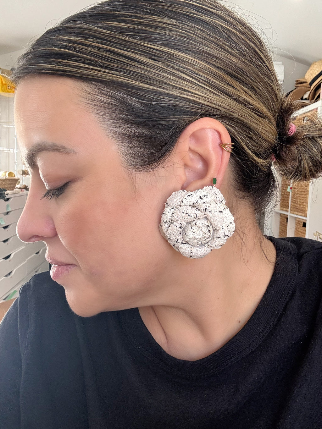 XL Fabric Flower Stud 1023