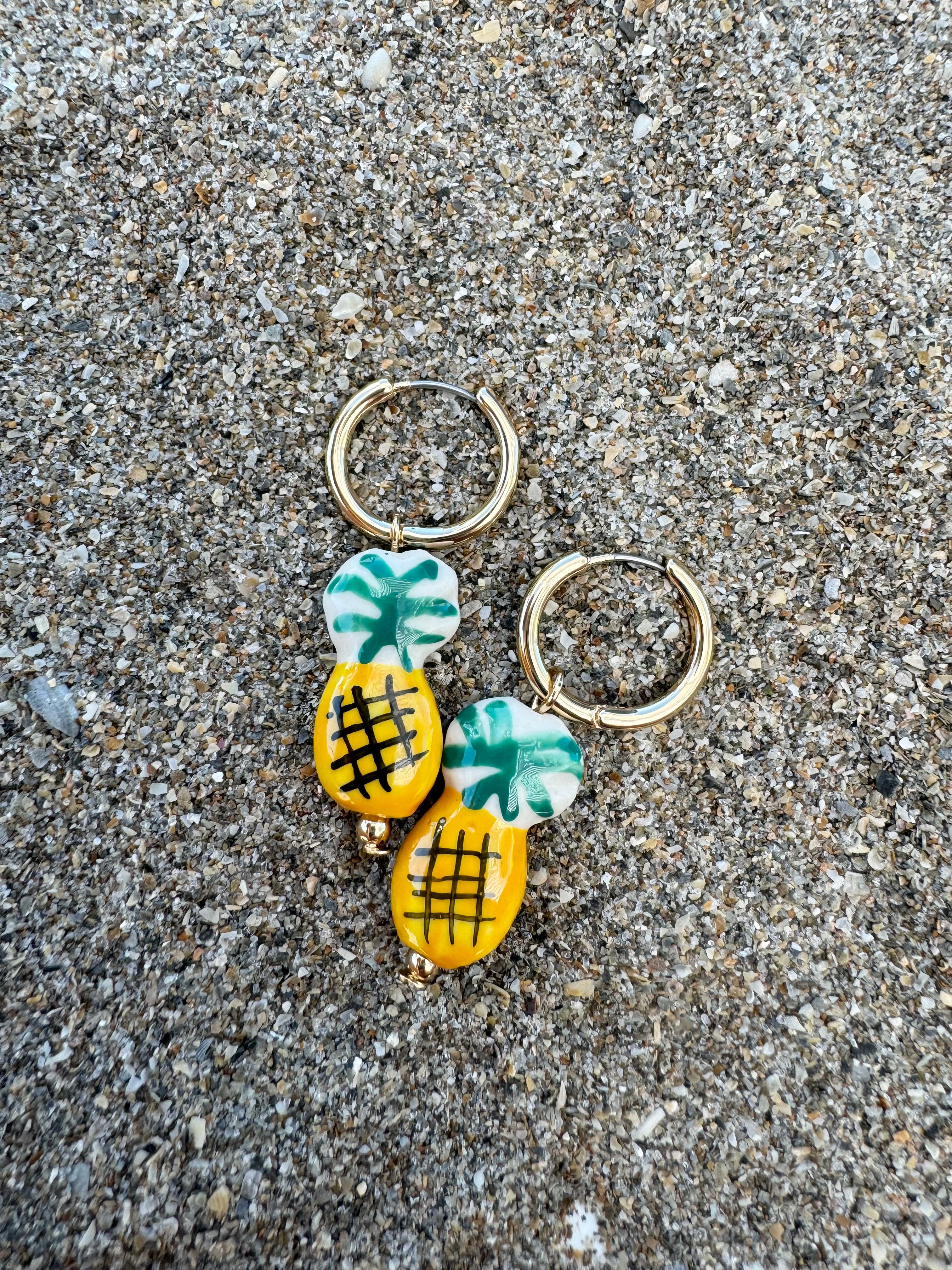 Ceramic Pineapple Mini Hoops