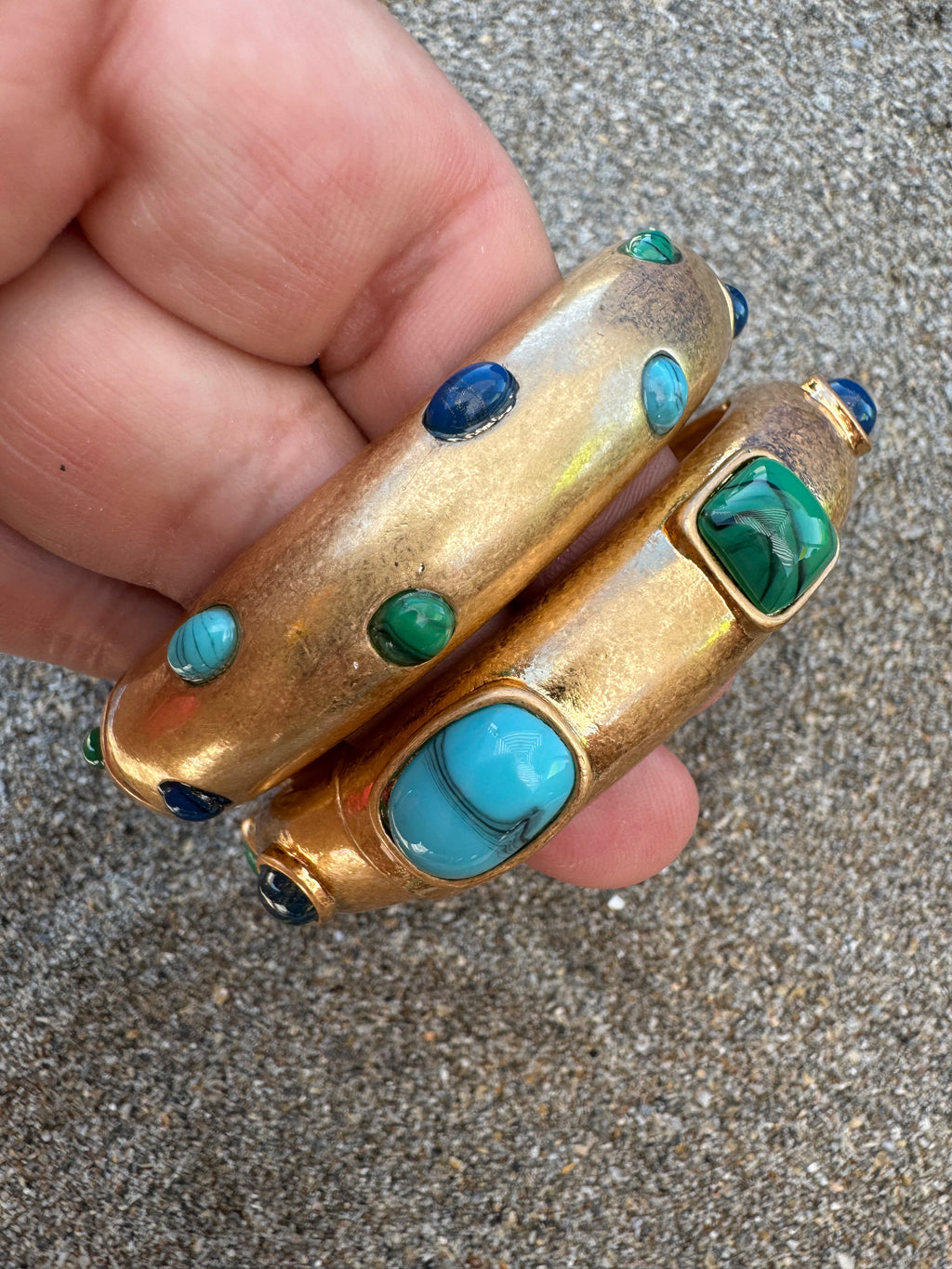 Gold Bangles with Turquoise Accents