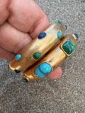 Gold Bangles with Turquoise Accents