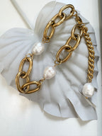 Waterproof Gold and Pearl Bracelet