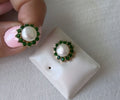 Pearl and Green Jacket Studs 0309