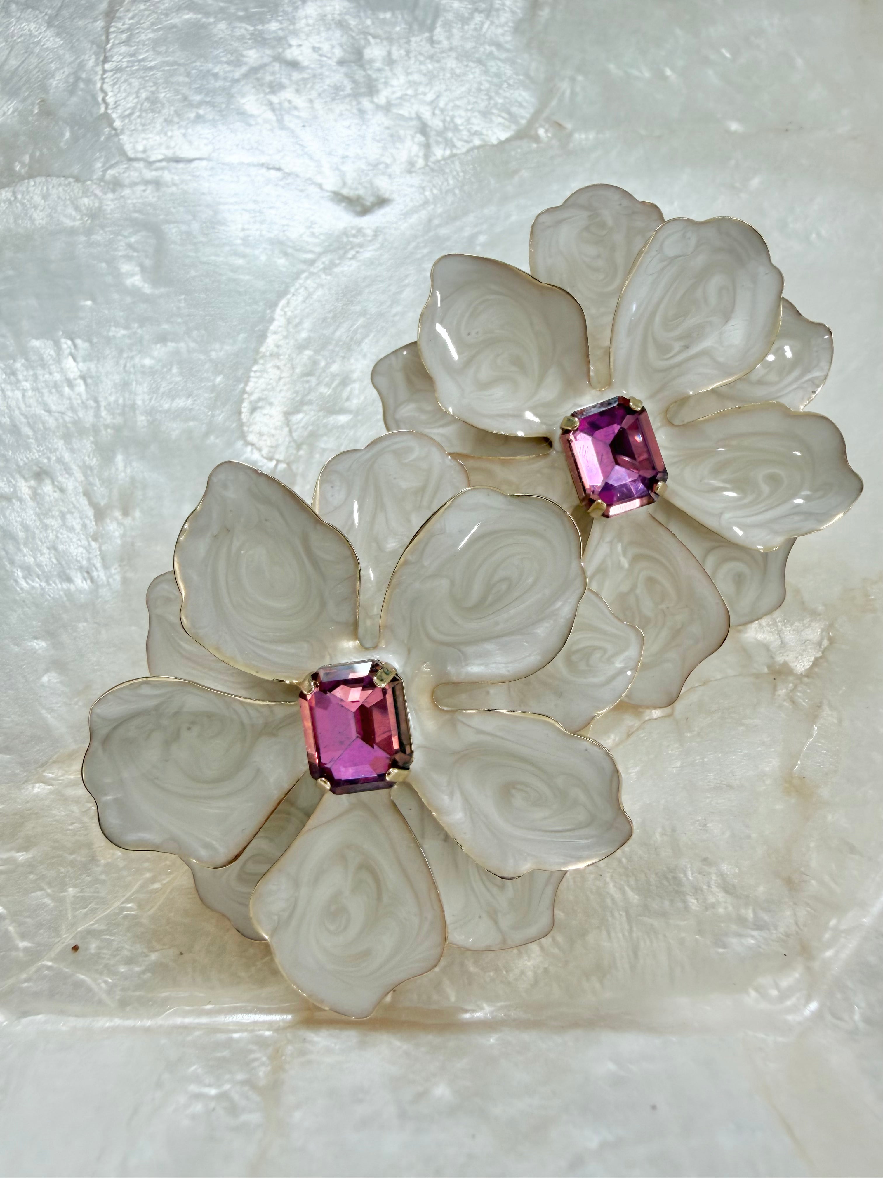 Hand Painted Large Flower Studs