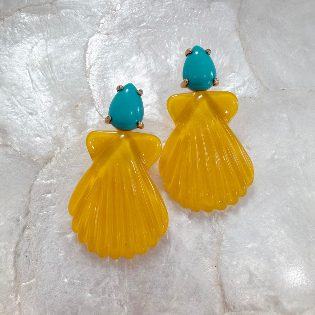 Yellow and Turquoise Acrylic Shells