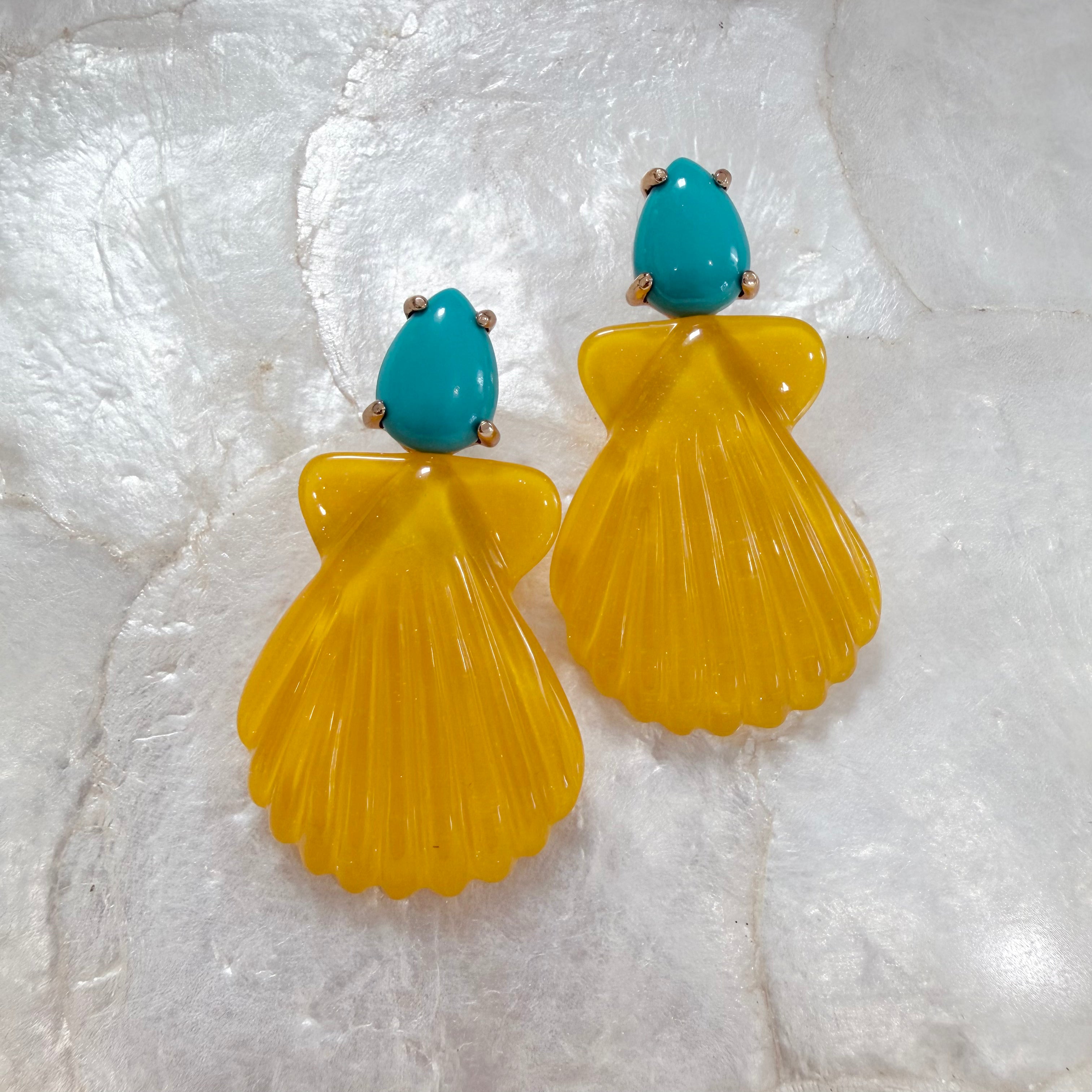 Yellow and Turquoise Acrylic Shells