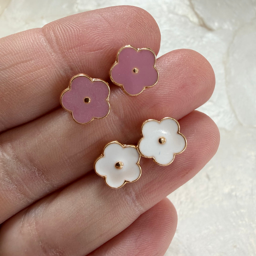 Goldfilled Enamel Daisy Studs