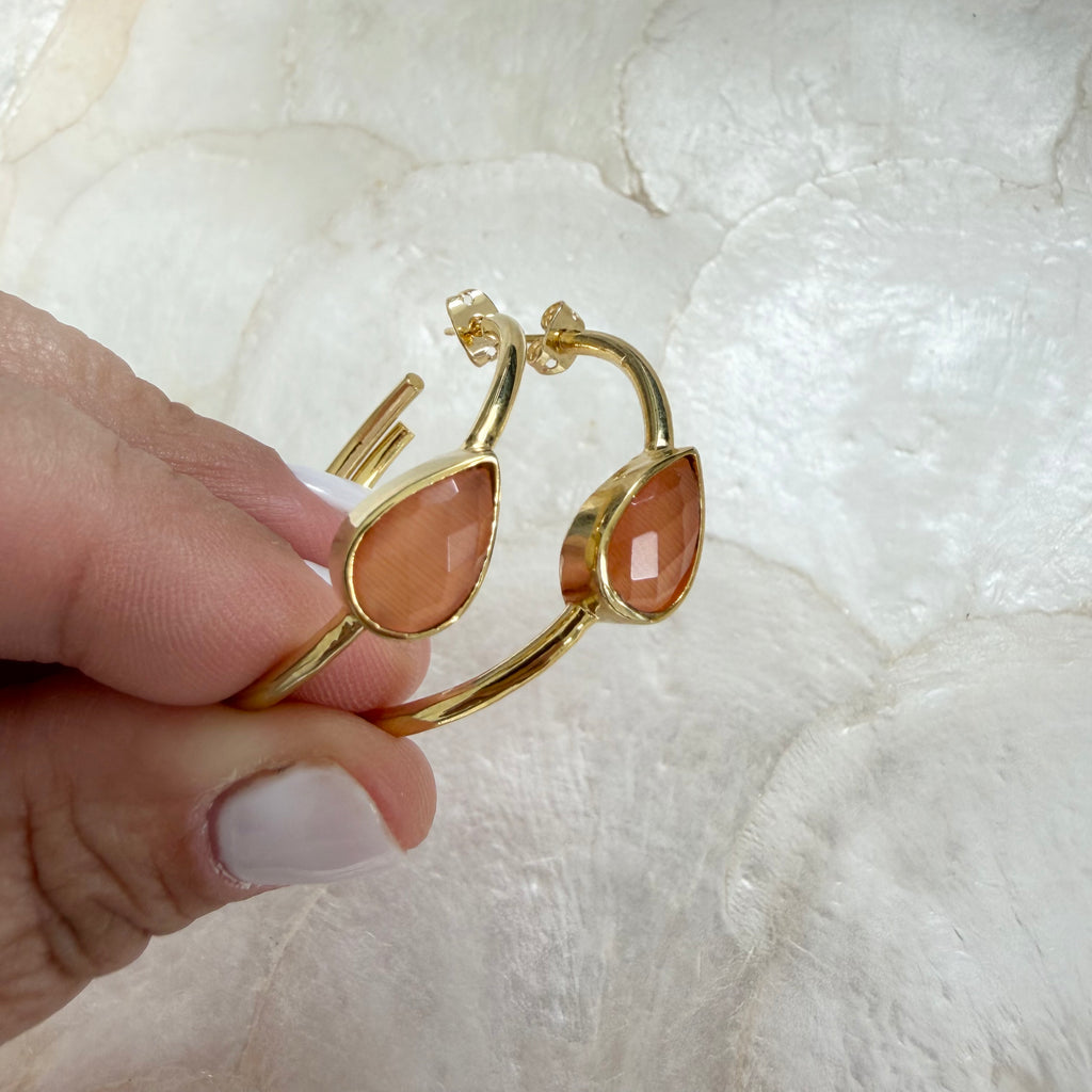 Natural Stone Teardrop Hoops