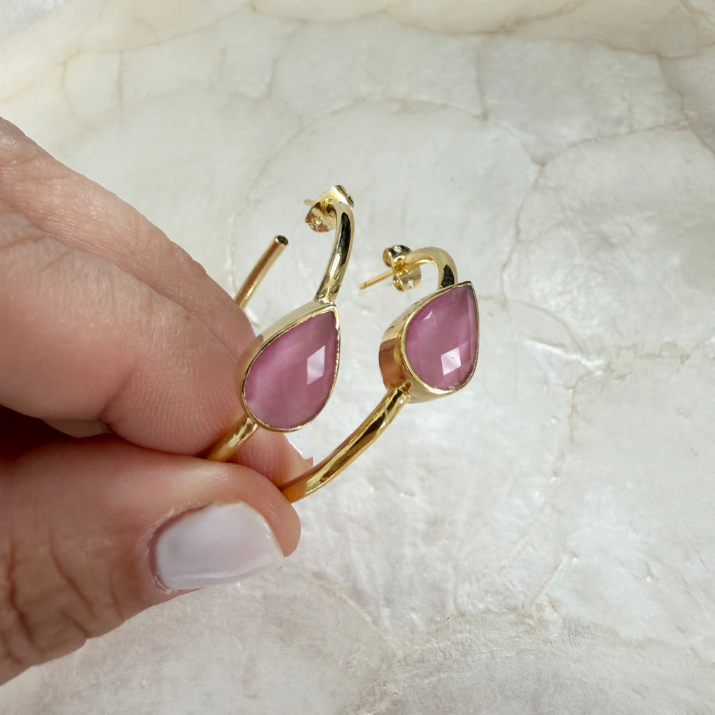 Natural Stone Teardrop Hoops