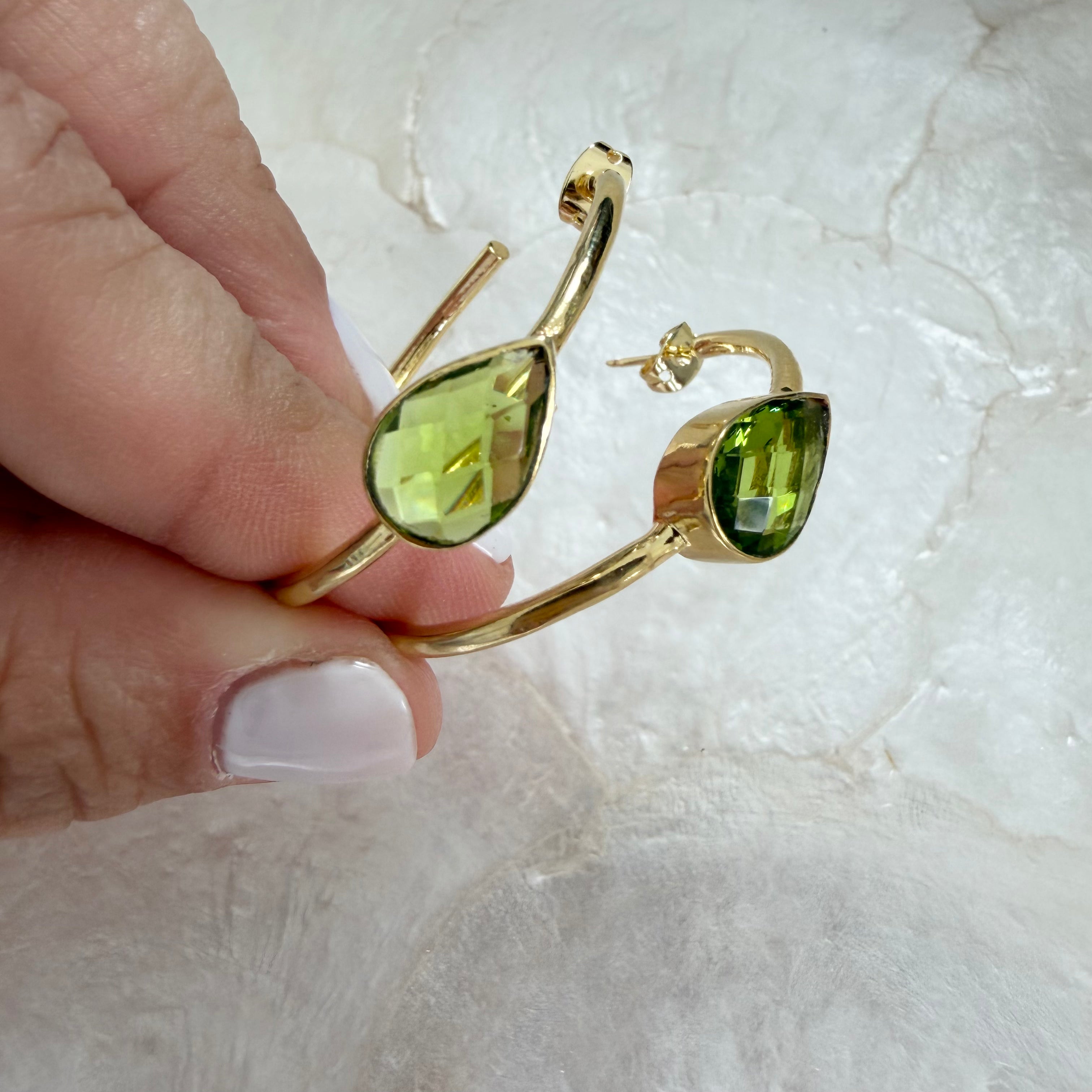 Natural Stone Teardrop Hoops
