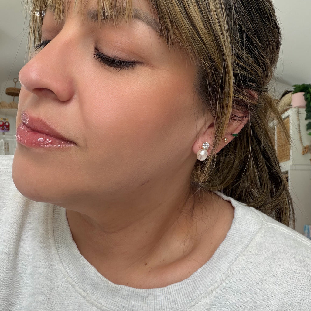 Freshwater Pearl and Diamond Studs
