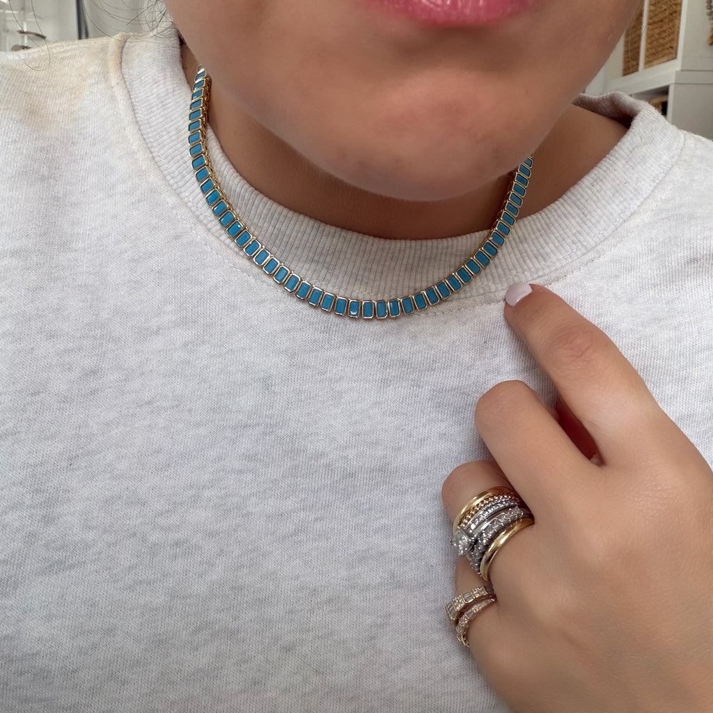 Gold Filled Baguette Tennis Necklace