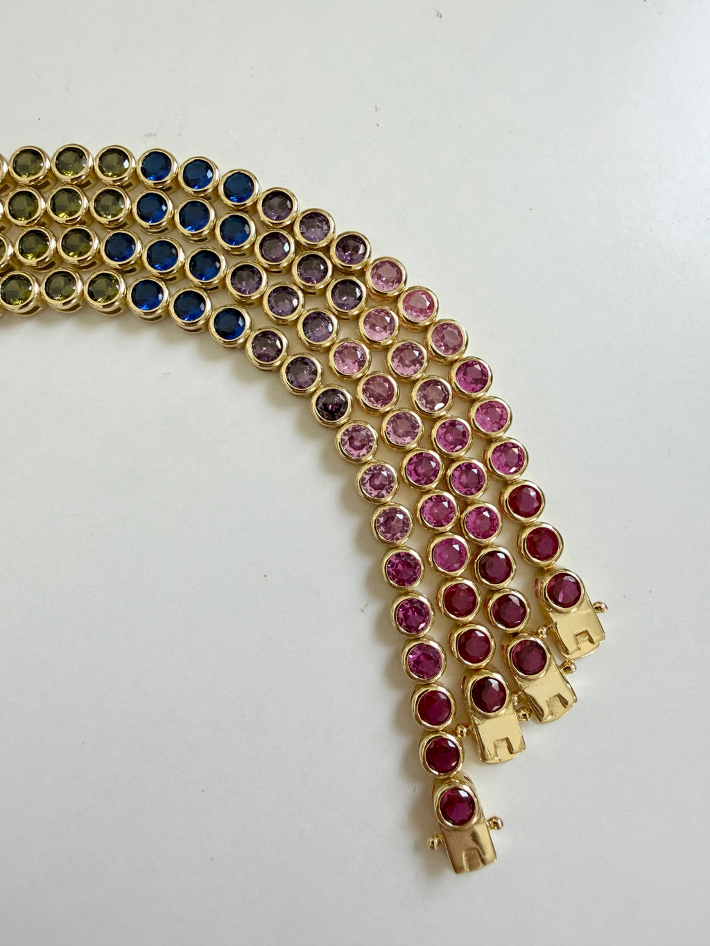 Round Bezzel Rainbow Tennis Bracelet