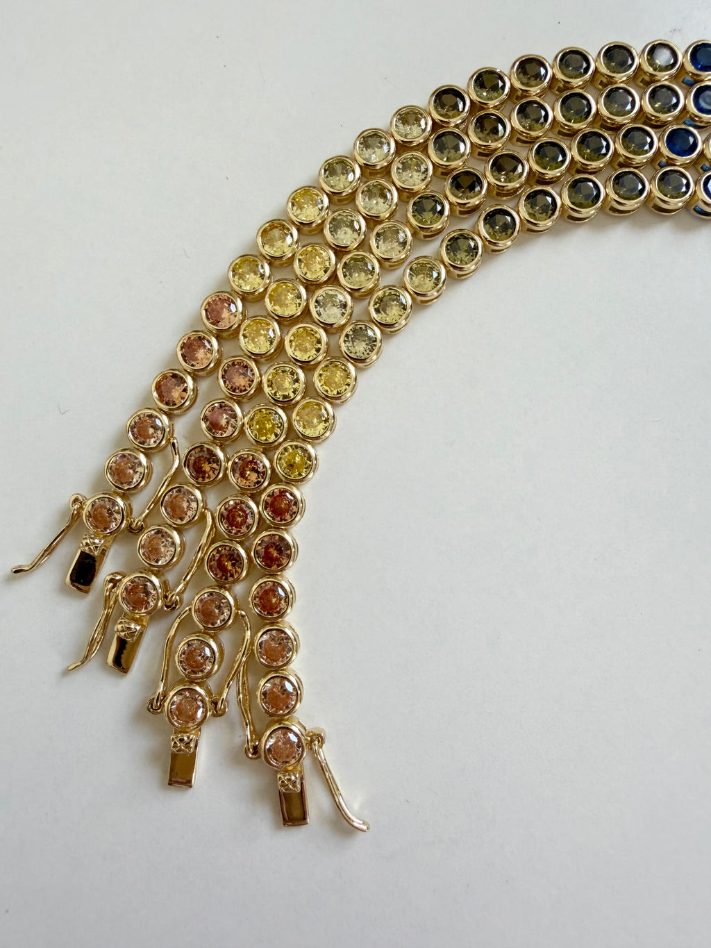 Round Bezzel Rainbow Tennis Bracelet