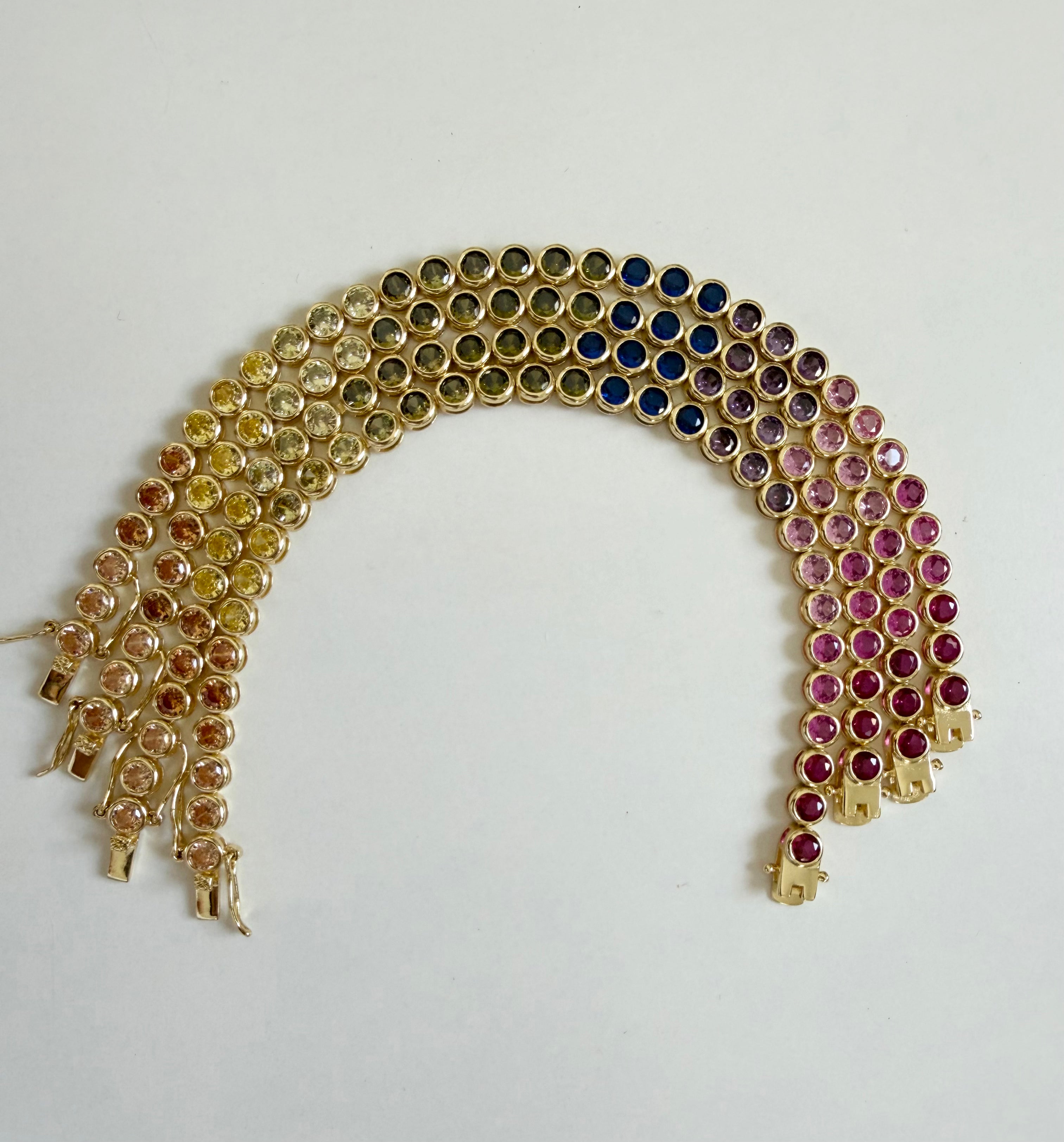 Round Bezzel Rainbow Tennis Bracelet