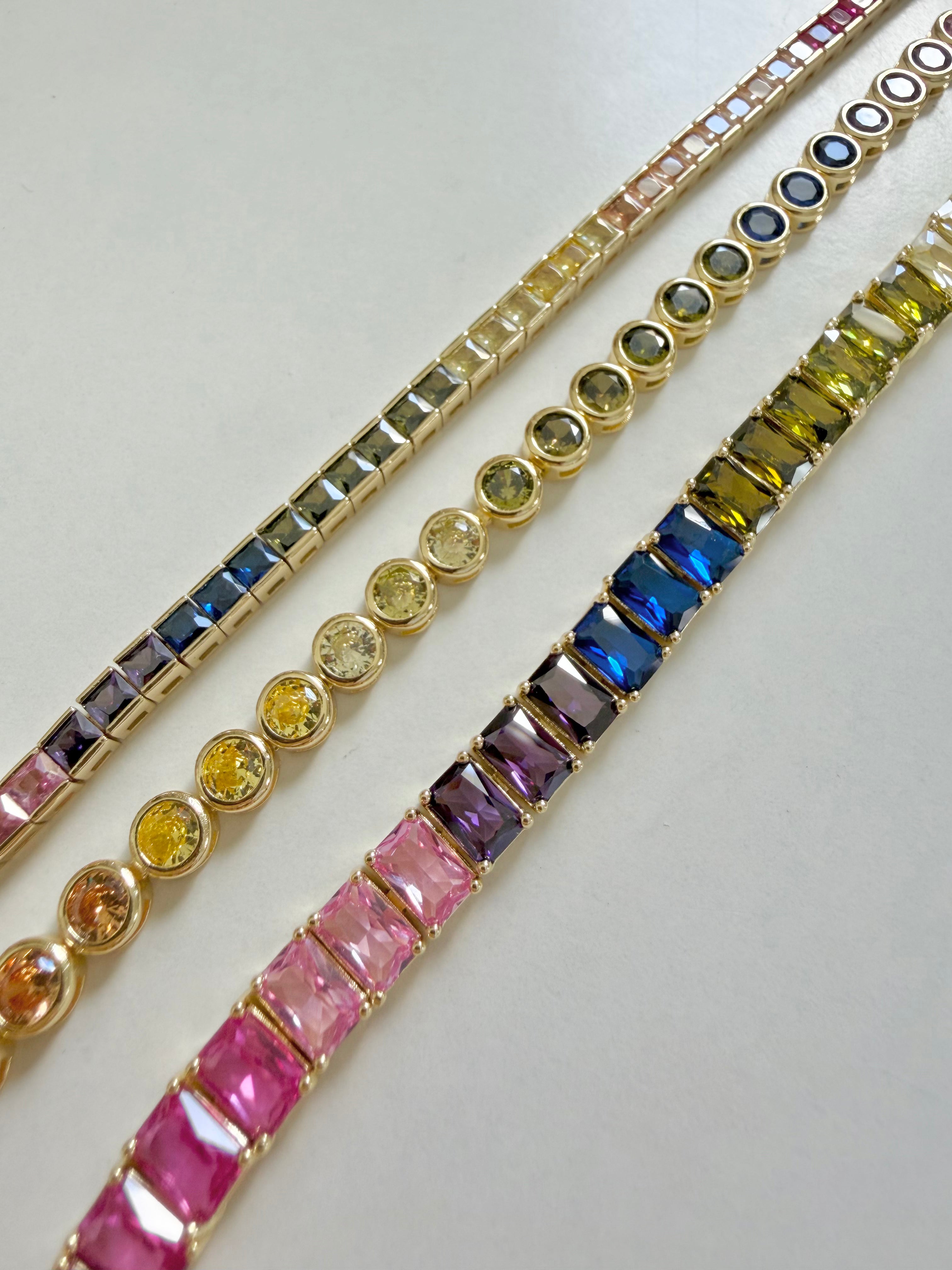Square Rainbow Tennis Bracelets