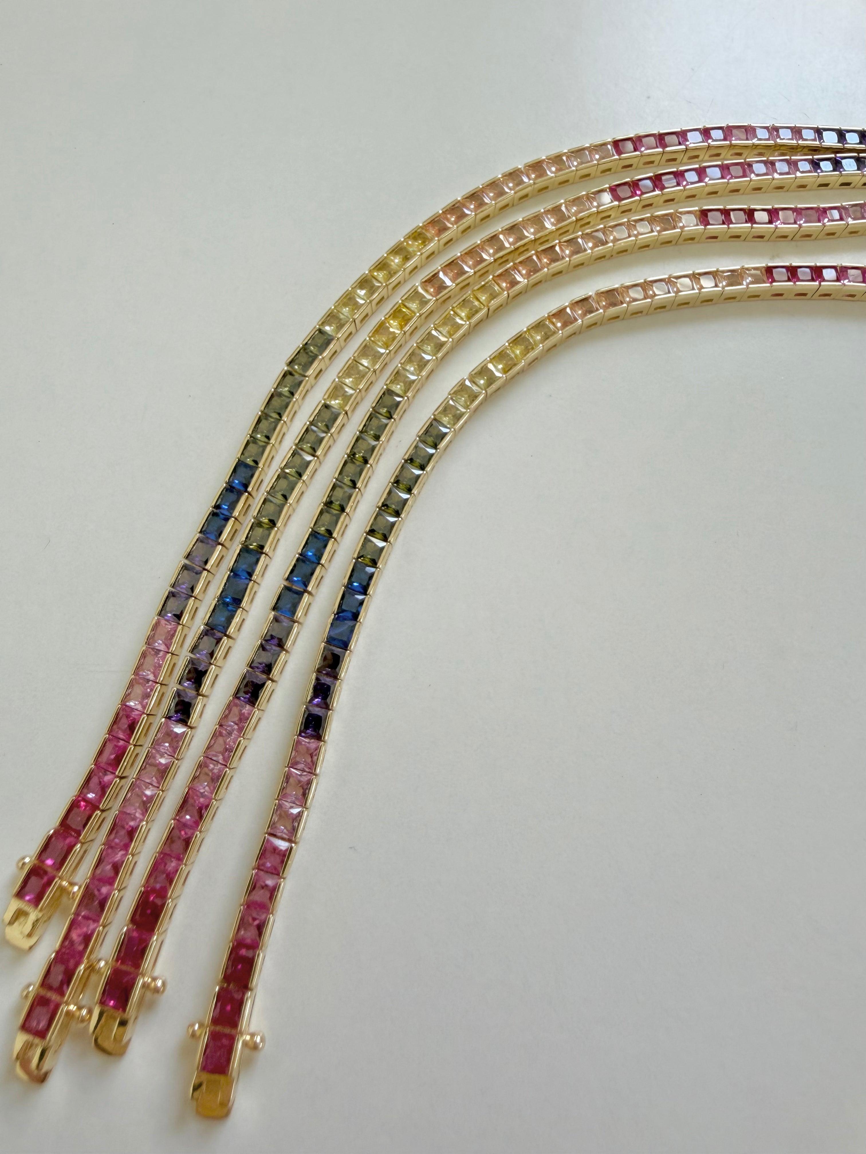Square Rainbow Tennis Bracelets