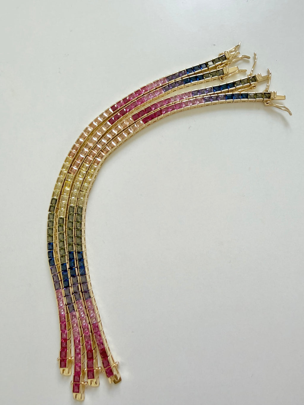 Square Rainbow Tennis Bracelets