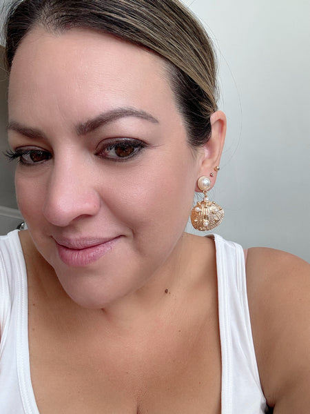 Gold Seashells with Pearl Detail Earrings