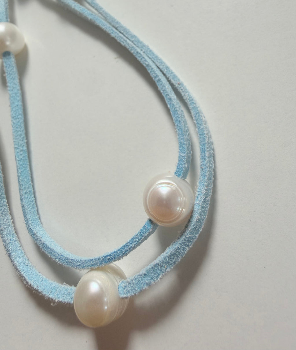 Suede Pearl Extra Long Necklace