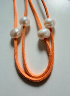 Suede Pearl Extra Long Necklace