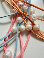 Suede Pearl Extra Long Necklace