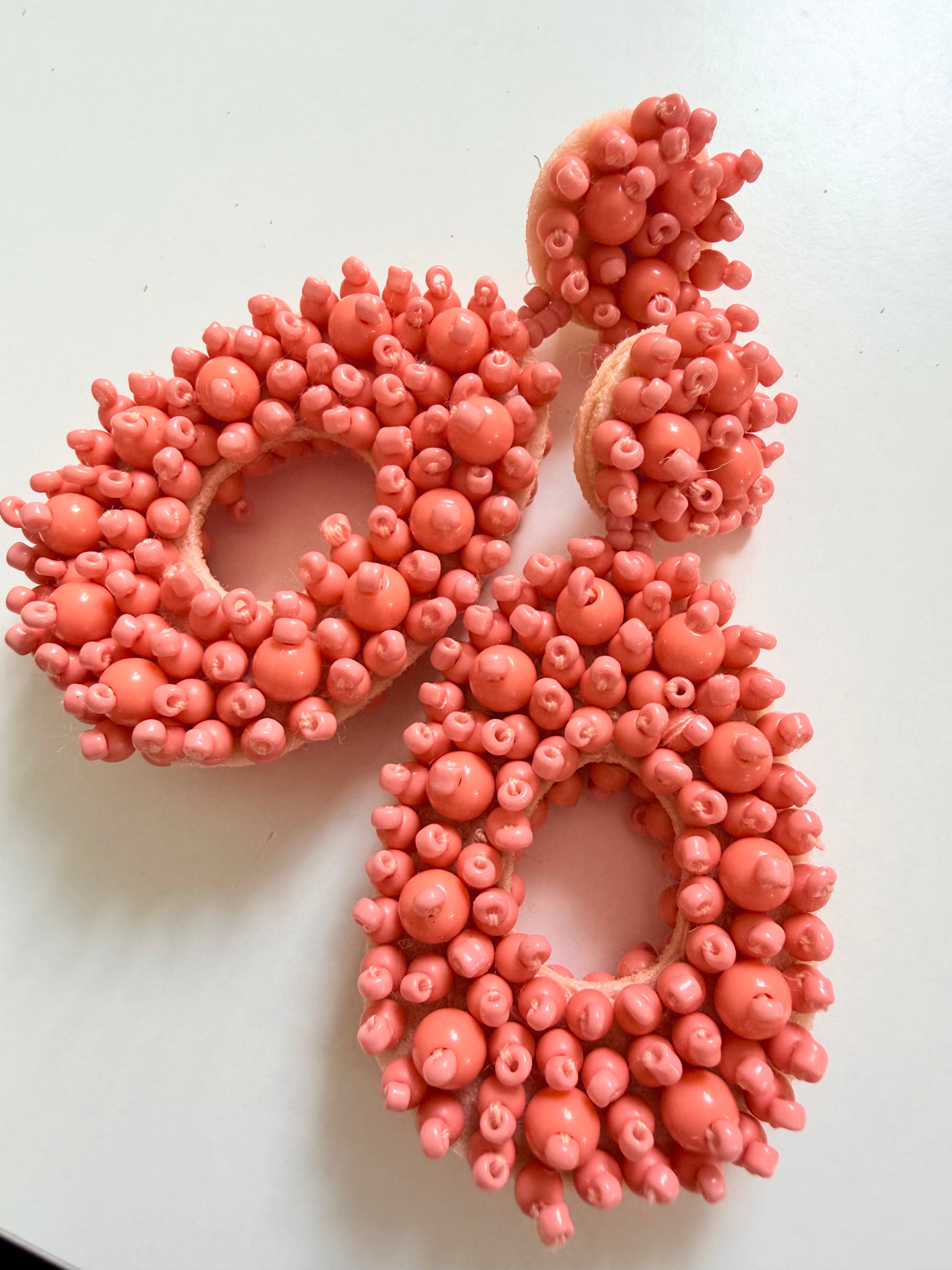 Peach Beaded Teardrop