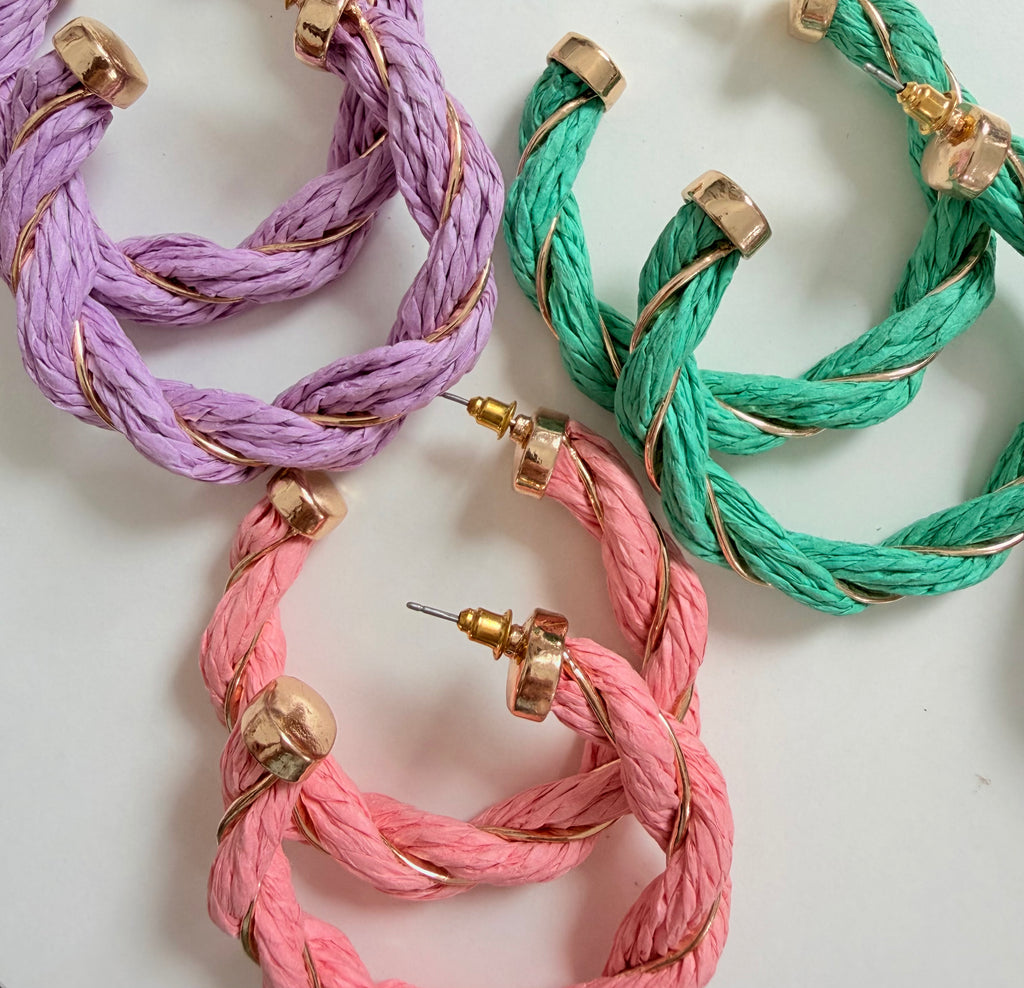 Raffia Hoops with Gold Detail