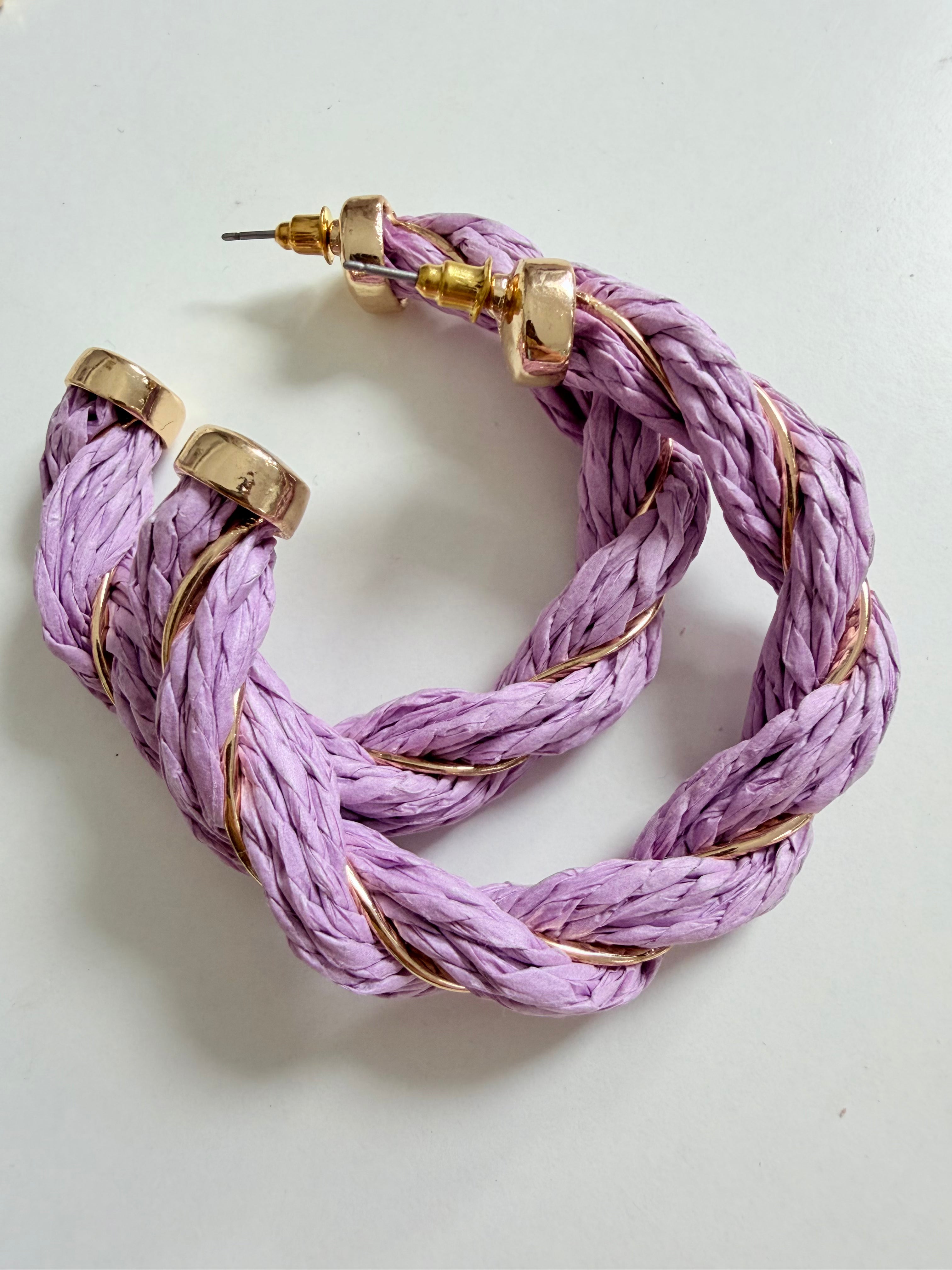 Raffia Hoops with Gold Detail