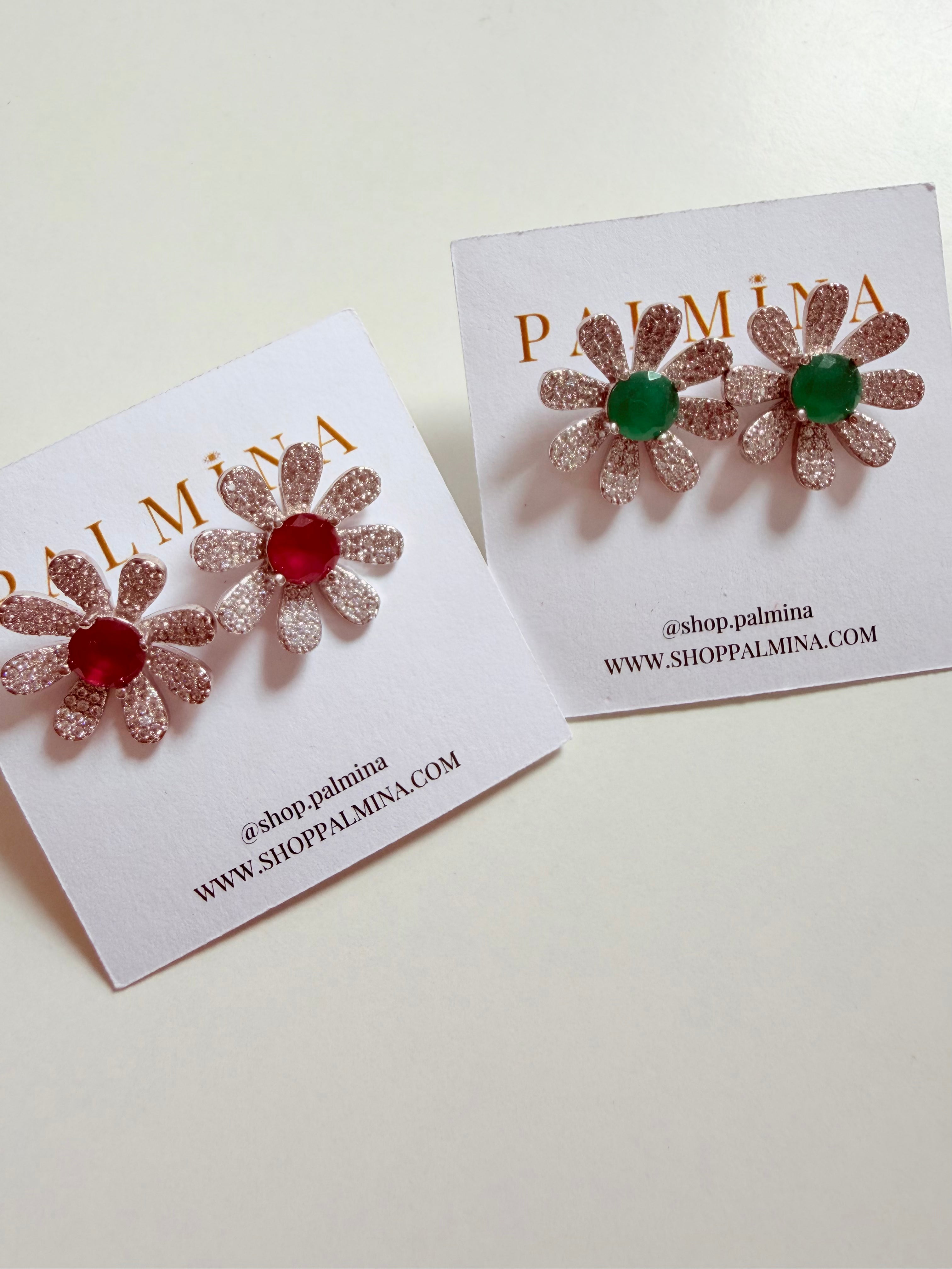 White GF Diamond Flower Studs