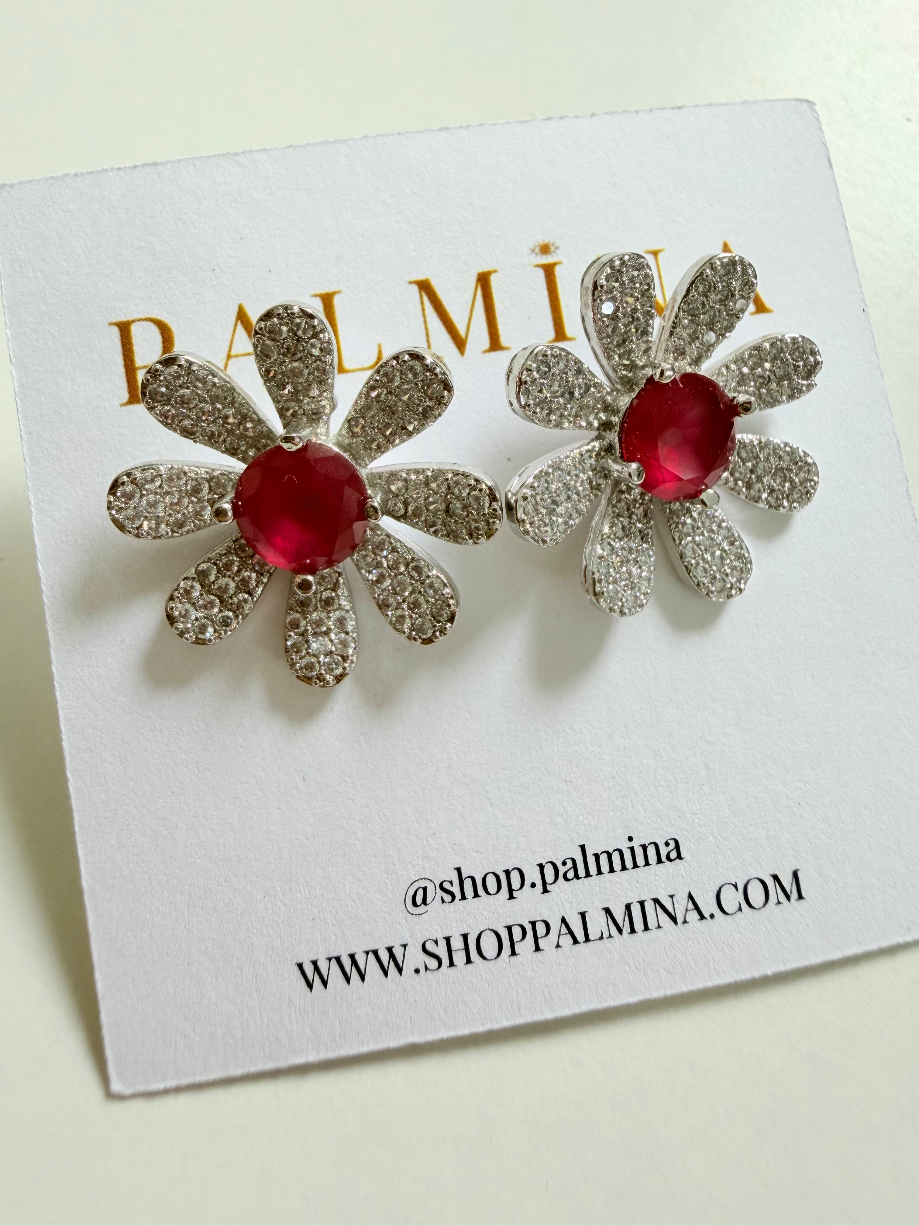 White GF Diamond Flower Studs