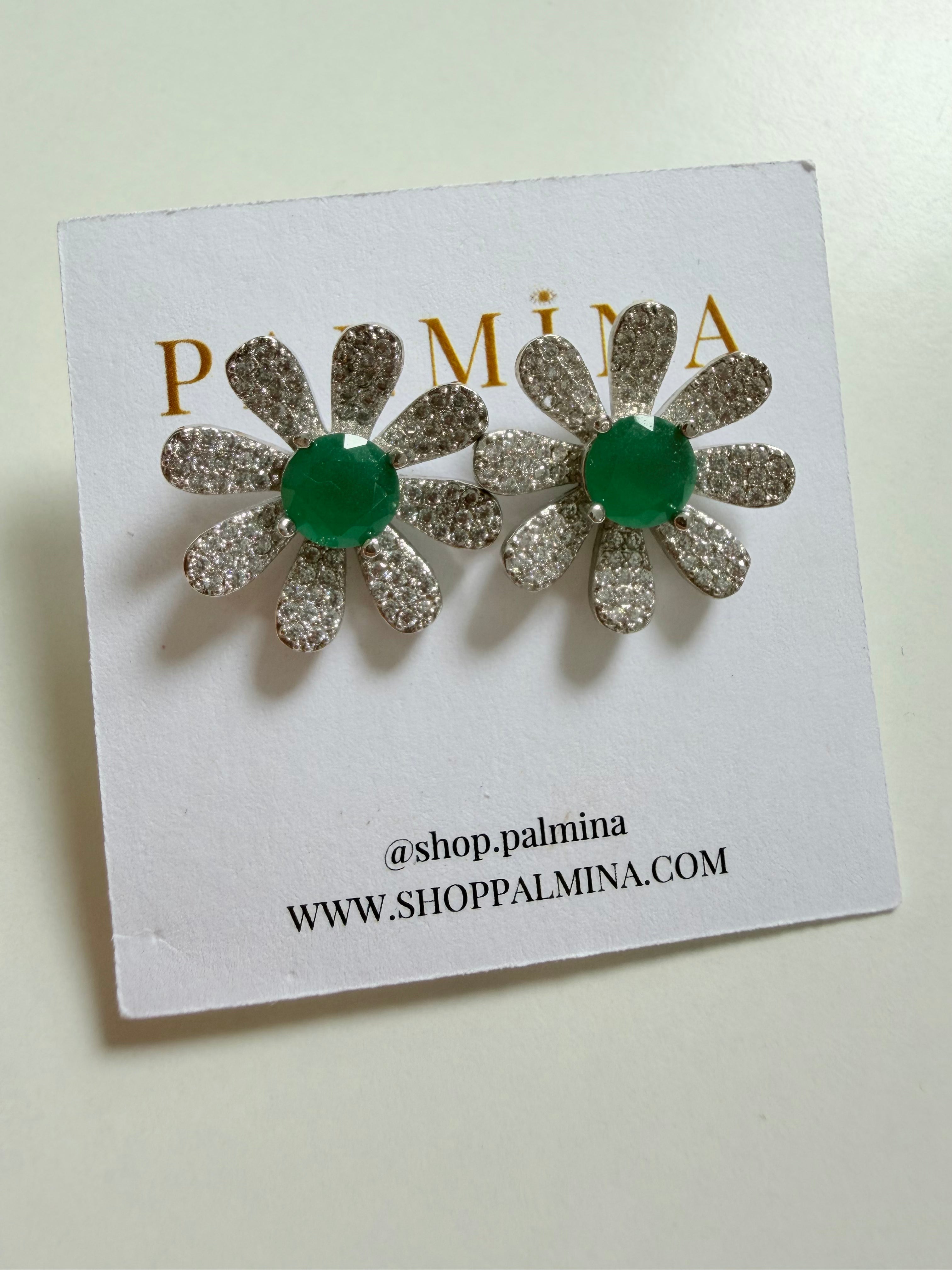 White GF Diamond Flower Studs